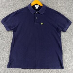 Vintage Izod Lacoste Polo Shirt Men XL (Fits like Large) Navy Blue Cotton Pique